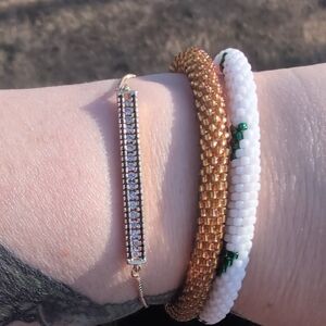 Gold And Black Crystal Bar Bracelet